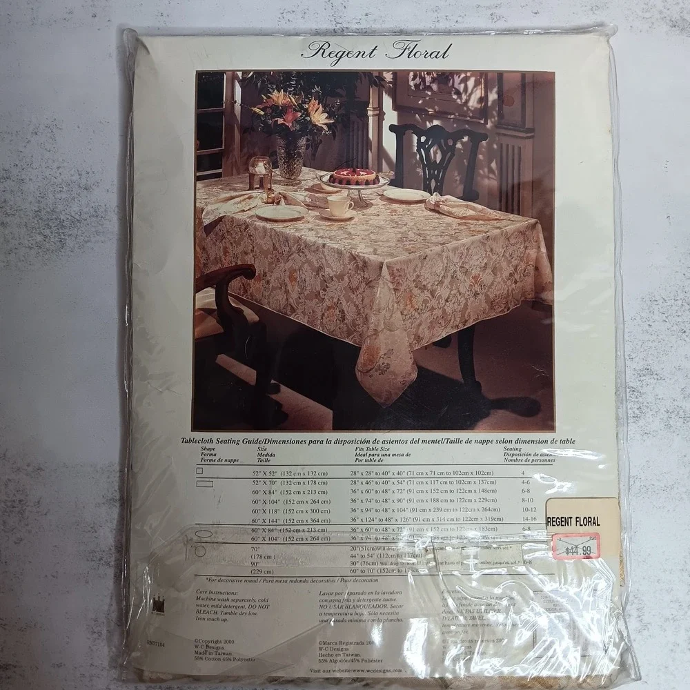 VTG Wilton Court Tablecloth 60x84 Oval Regent Floral Cottagecore Shabby Chic NWT